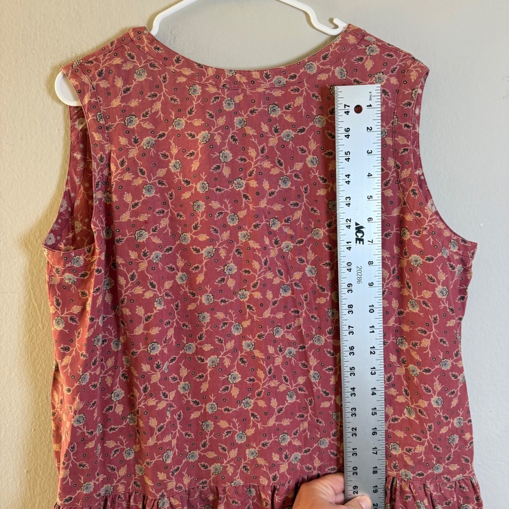 Vintage Eddie Bauer Womens Pink Floral 100% Linen Sleeveless Midi Dress Large - Picture 6 of 7